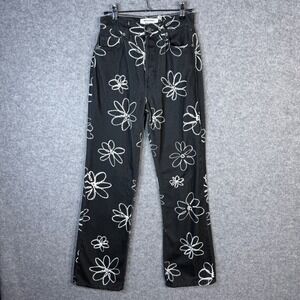 Reformation‎ Jeans 23 Daisy High Rise Straight Long Floral Black Denim